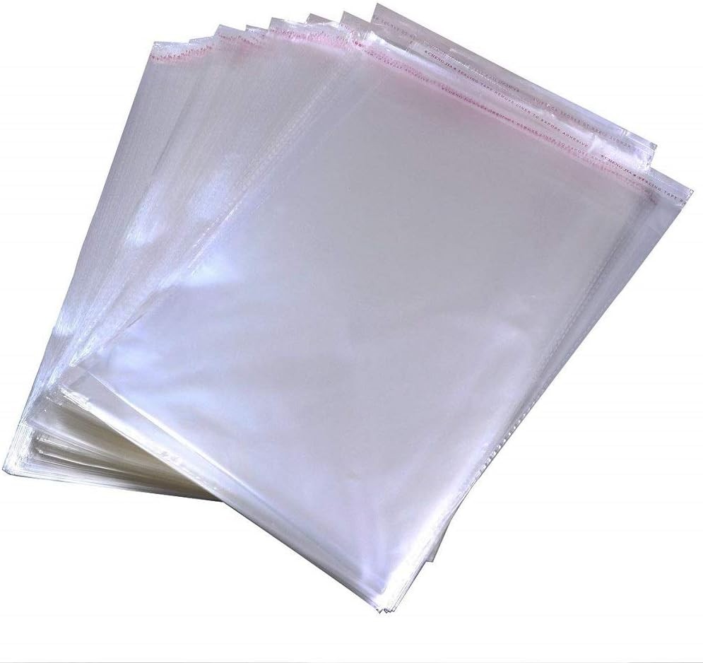 100 Pcs 12" x 16" Self Seal Clear Cellophane Bags Resealable Plastic Apparel Bag