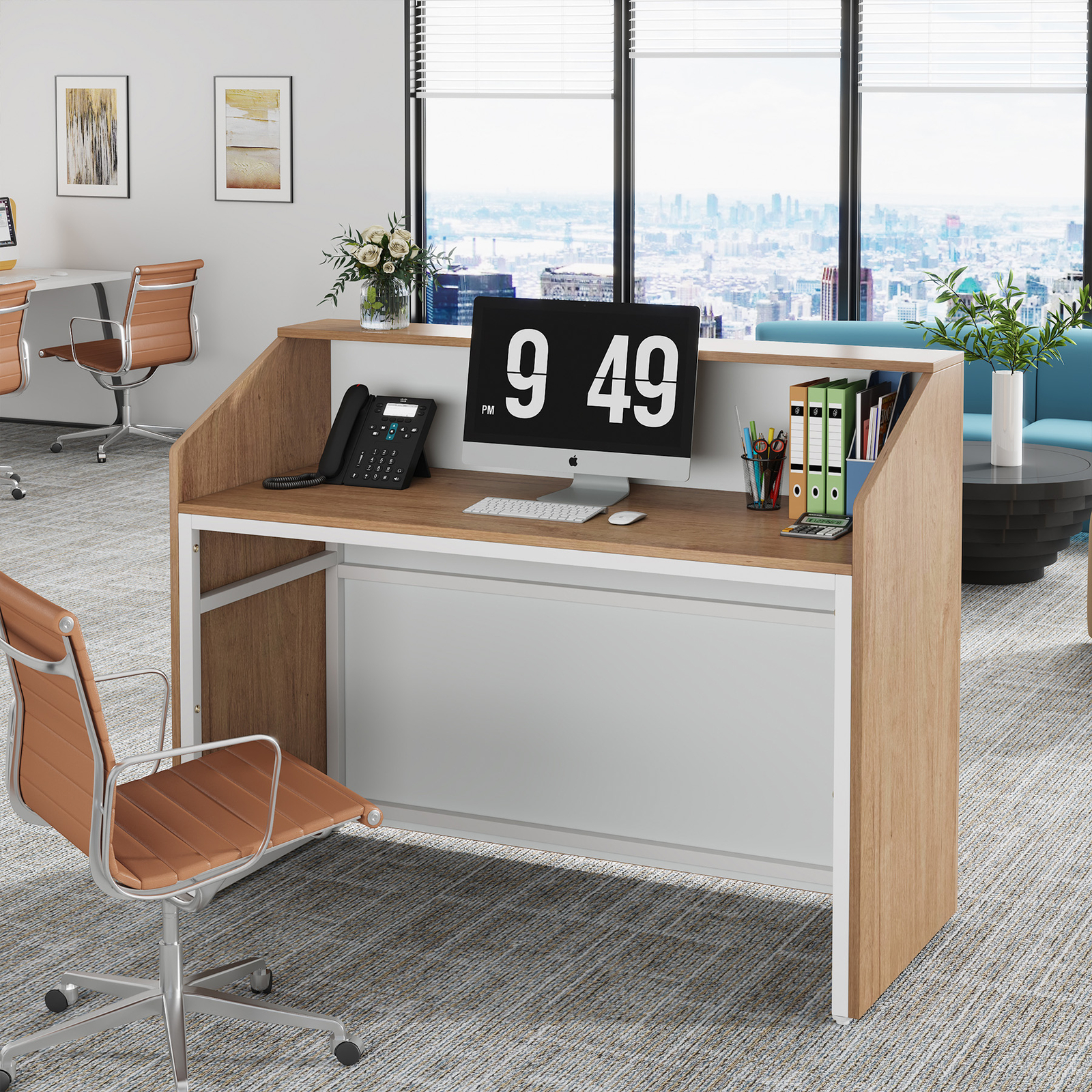 Tribesigns Reception Desk with Counter, Modern Front Desk Reception Room Table