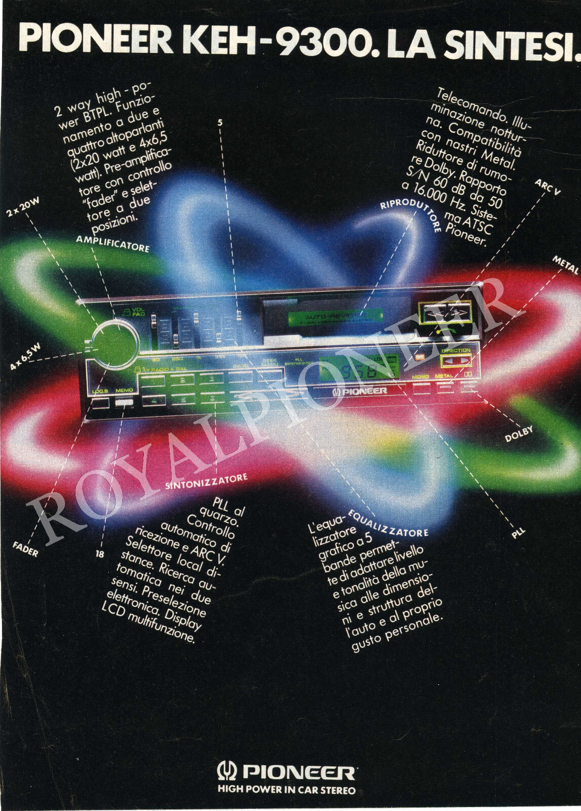 PIONEER 1984 advertising' Component Car Stereo Centrate Series,kex,kpx,Dex,Cdx