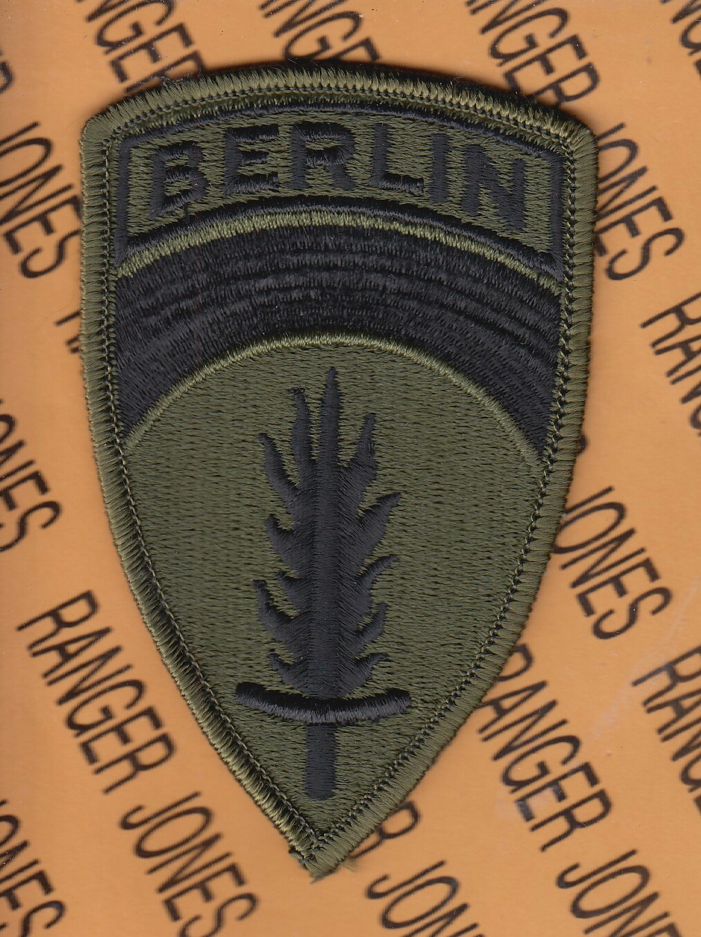 US Army Berlin Brigade OD Green & Black BDU ~4" uniform patch m/e A