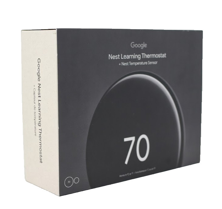 Google Nest Learning Thermostat 4th Gen Polished Obsidian w/Temp Sensor GA05169
