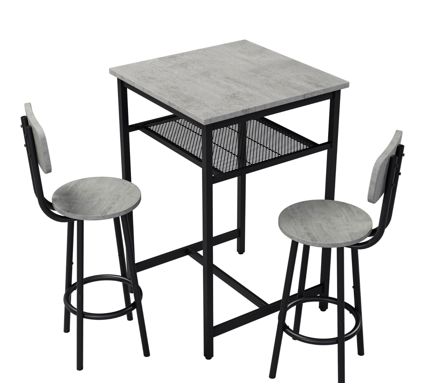 Solid Bistro Set—2 Stools & Table, Foldable, Space-Saving, Easy Clean
