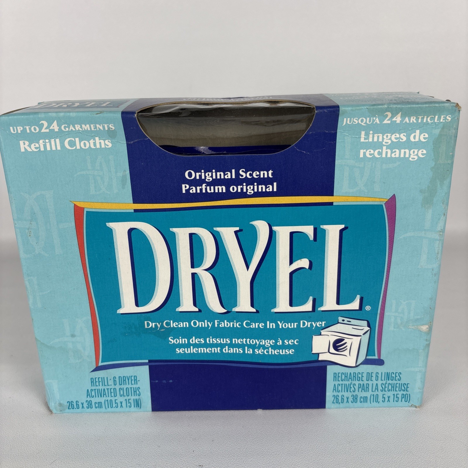 Dryel At Home Dry Cleaning Kit Refill 6 Cloths Clean Breeze 24 Garments NOS