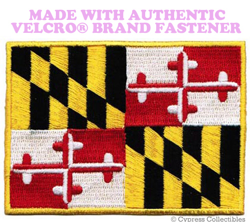 MARYLAND STATE FLAG PATCH EMBROIDERED SYMBOL APPLIQUE w/ VELCRO® Brand Fastener