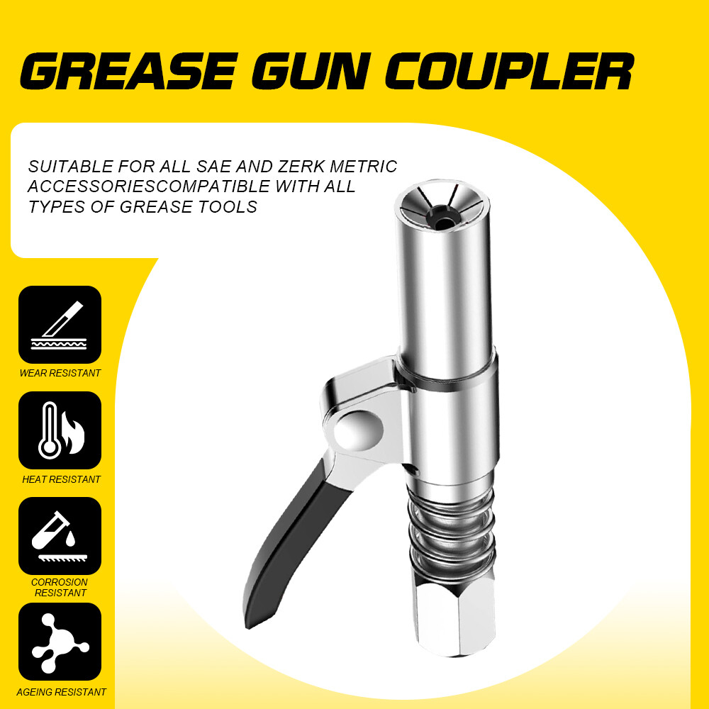 Grease Gun Coupler Quick Release Lock Oil Injection Nozzle 1/8” NPT 10000PSI