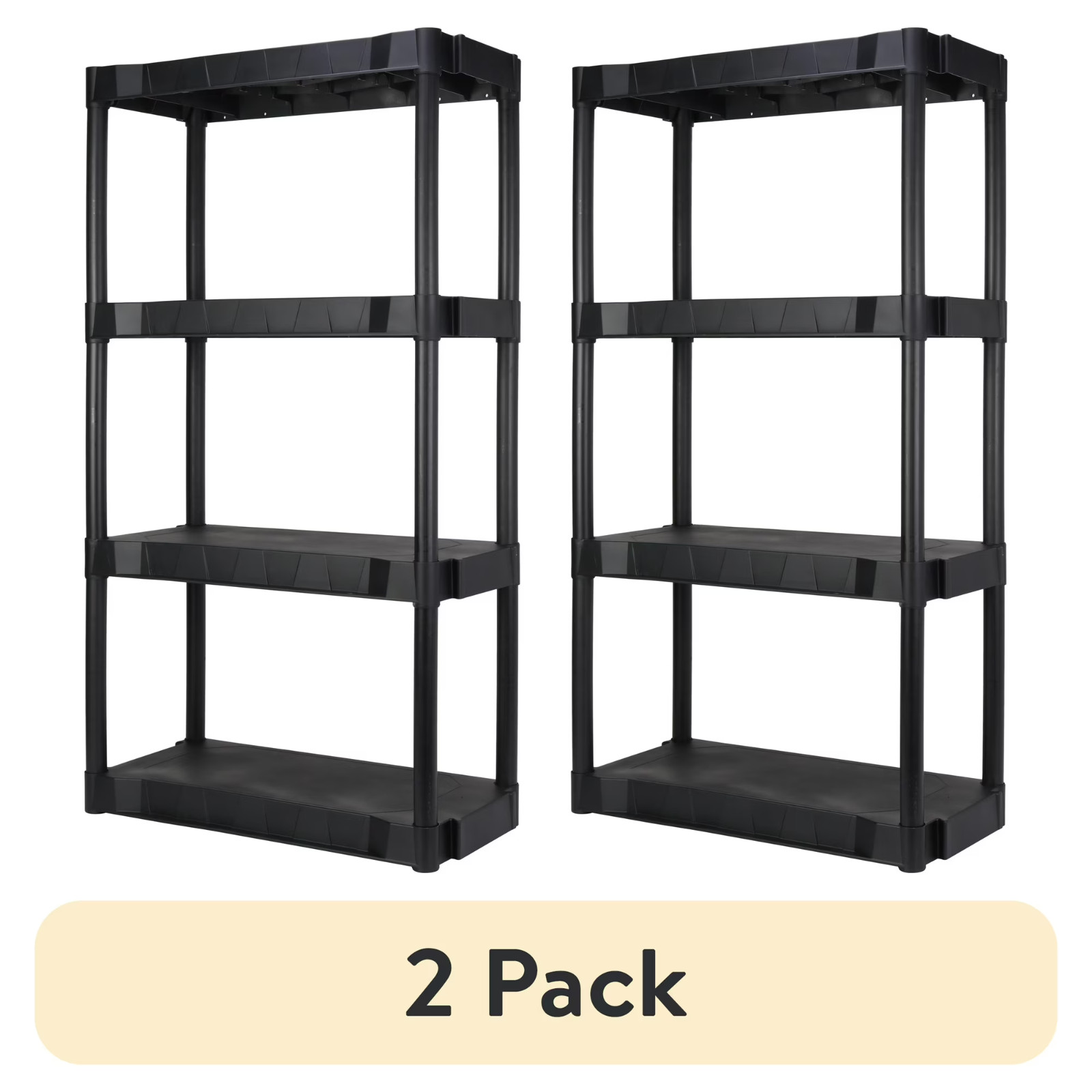 2 pack Hyper Tough 13.88"D x 30"W x 56.2"H 4 Shelf Plastic Garage Shelves Black