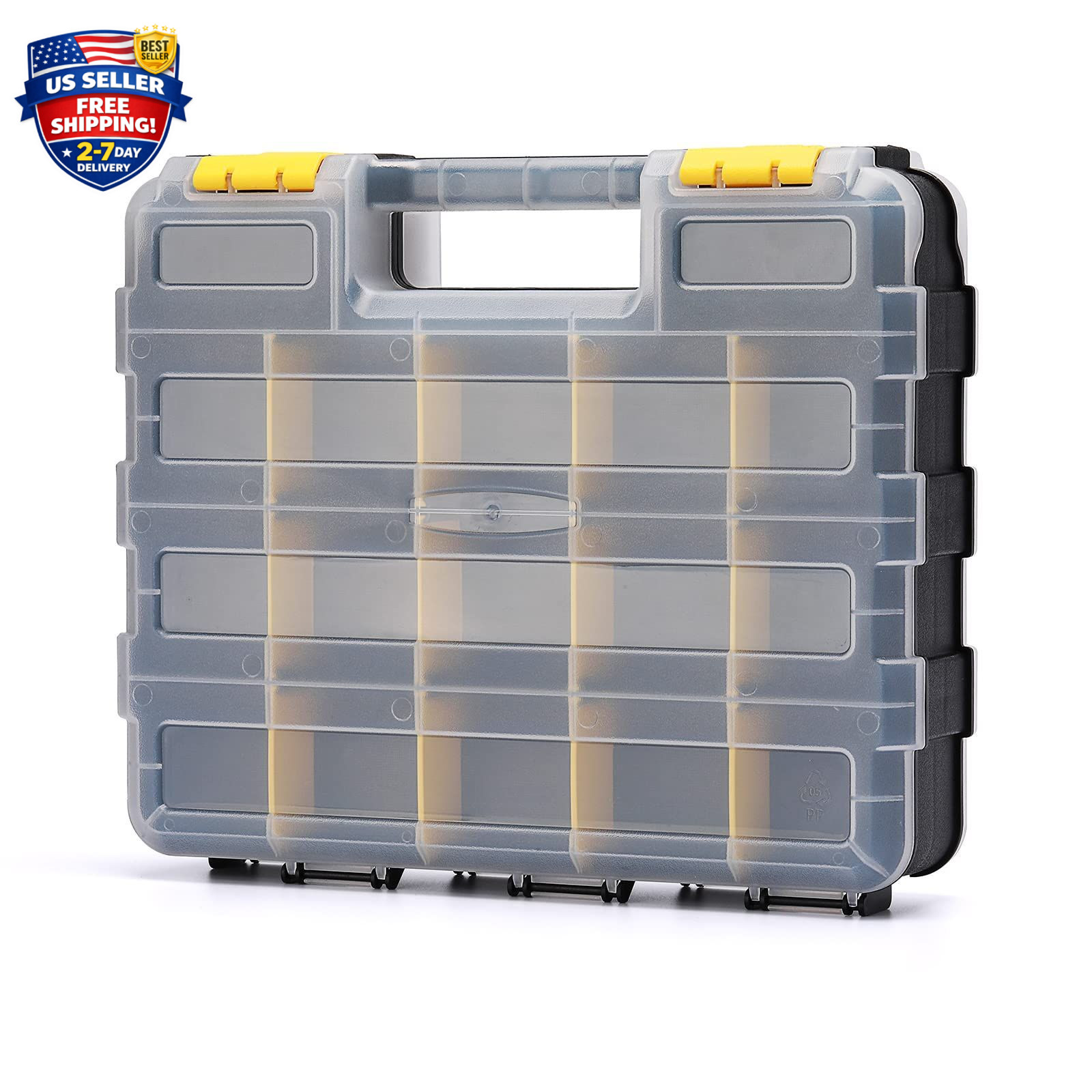 Double Side Tools Organizer, Customizable Removable Plastic Dividers, Hardware..
