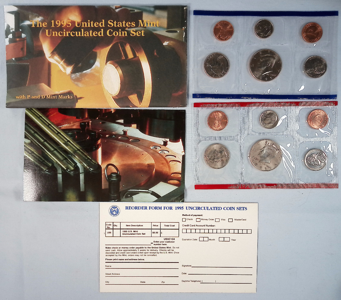 1995 P D United States Mint Uncirculated Set 10-Coins