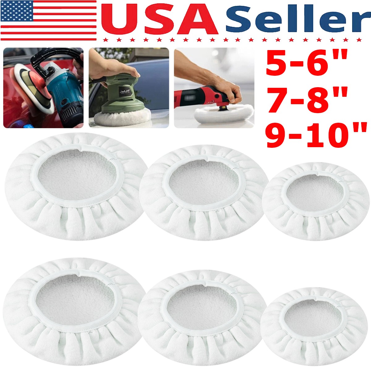 1-12PCS Polishing Bonnet Buffer Pads Soft Wool for 5-6" 7-8" 9-10" Car Polisher