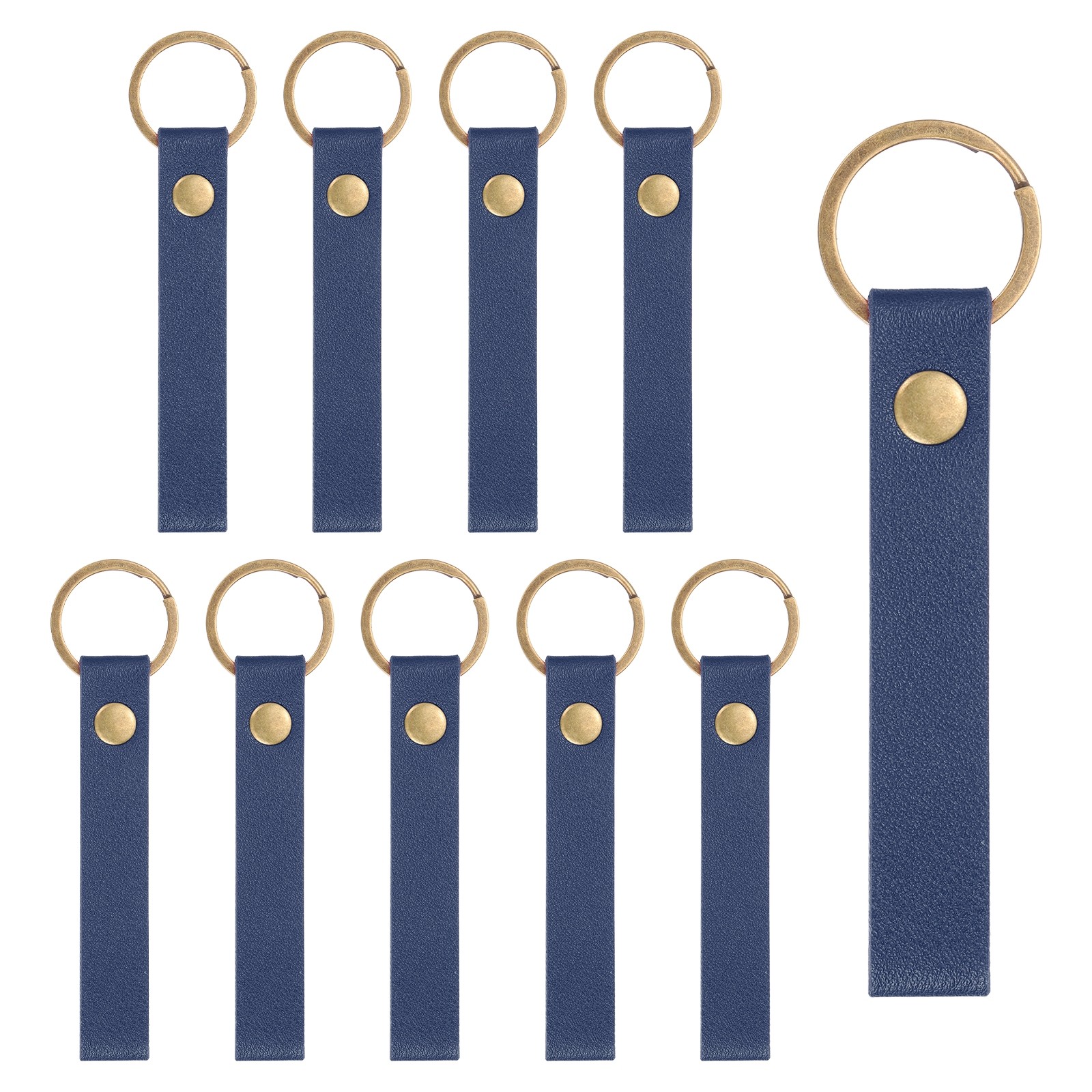 10 Pcs PU Leather Laser Engraving Keychain Blanks (Blue, 4.5" x 0.6")