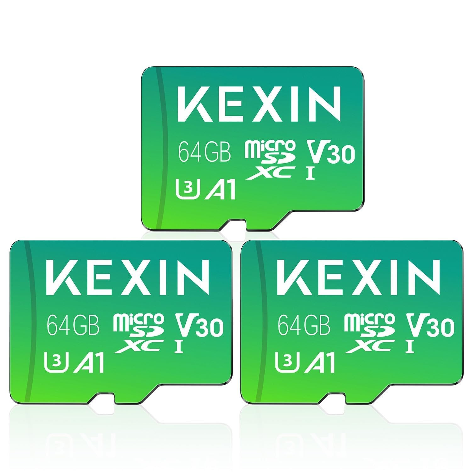 64GB Micro SD Card 3 Pack with Adapter - Up to 85MB/s 4K, V30, A1, C10, 4K UH...