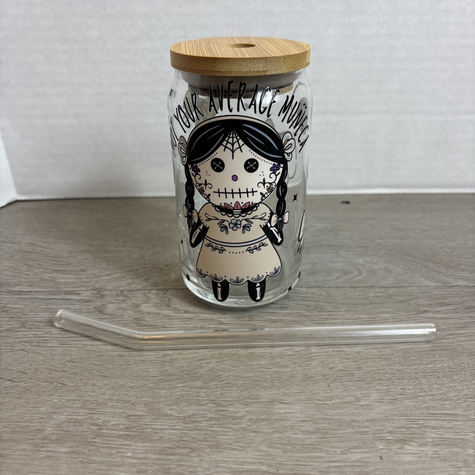 Not Your Average Muneca Glass Cup With Straw