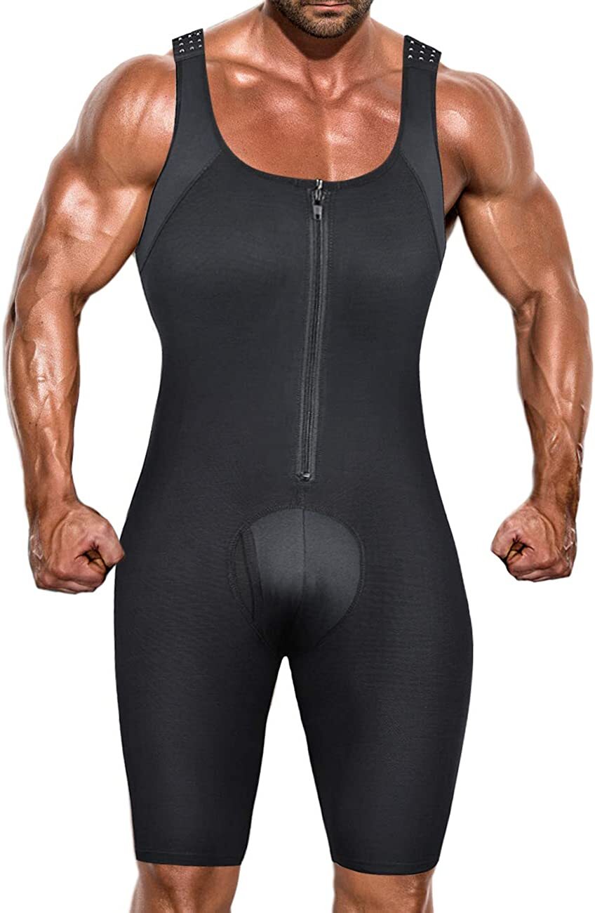 Fajas Colombianas Para Hombre Men Compression Full Body Shaper Workout Bodysuit