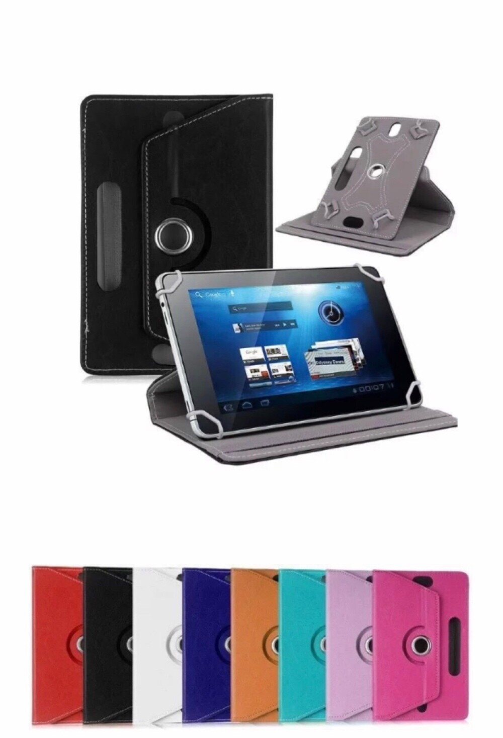 360° Folio Leather Case Cover For Universal Android Tablet PC 7" 8" 9" 10" 10.1"