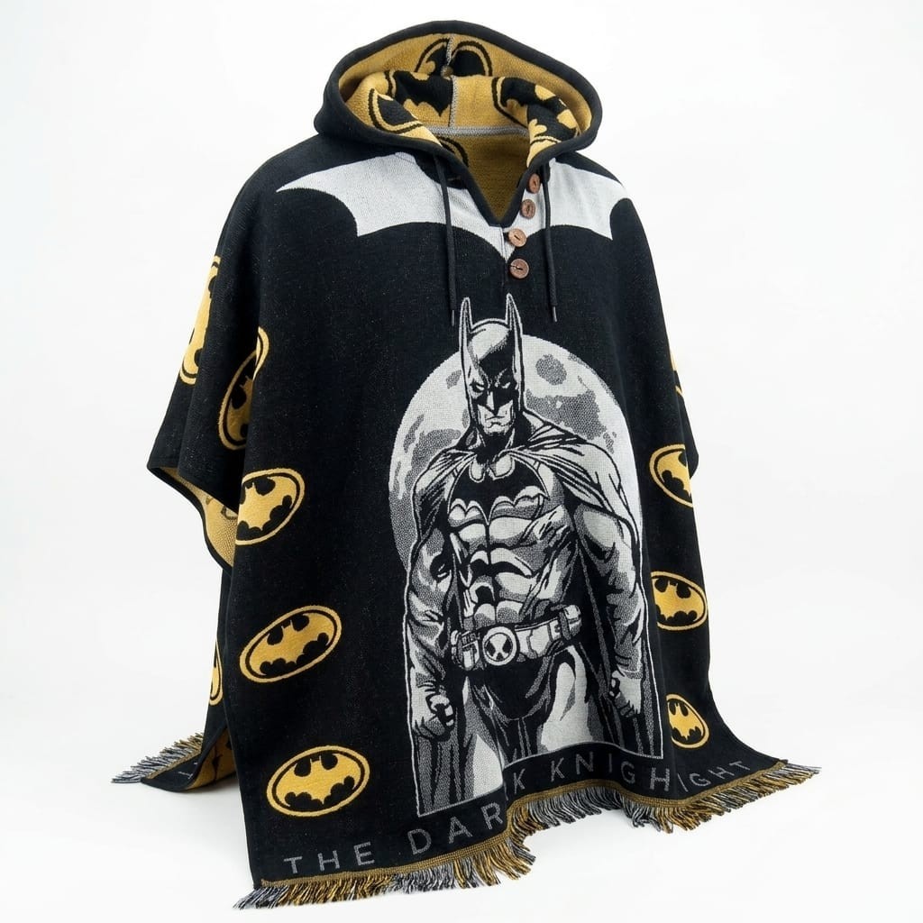 Fits Thermal poncho ruana for adults with Batman design