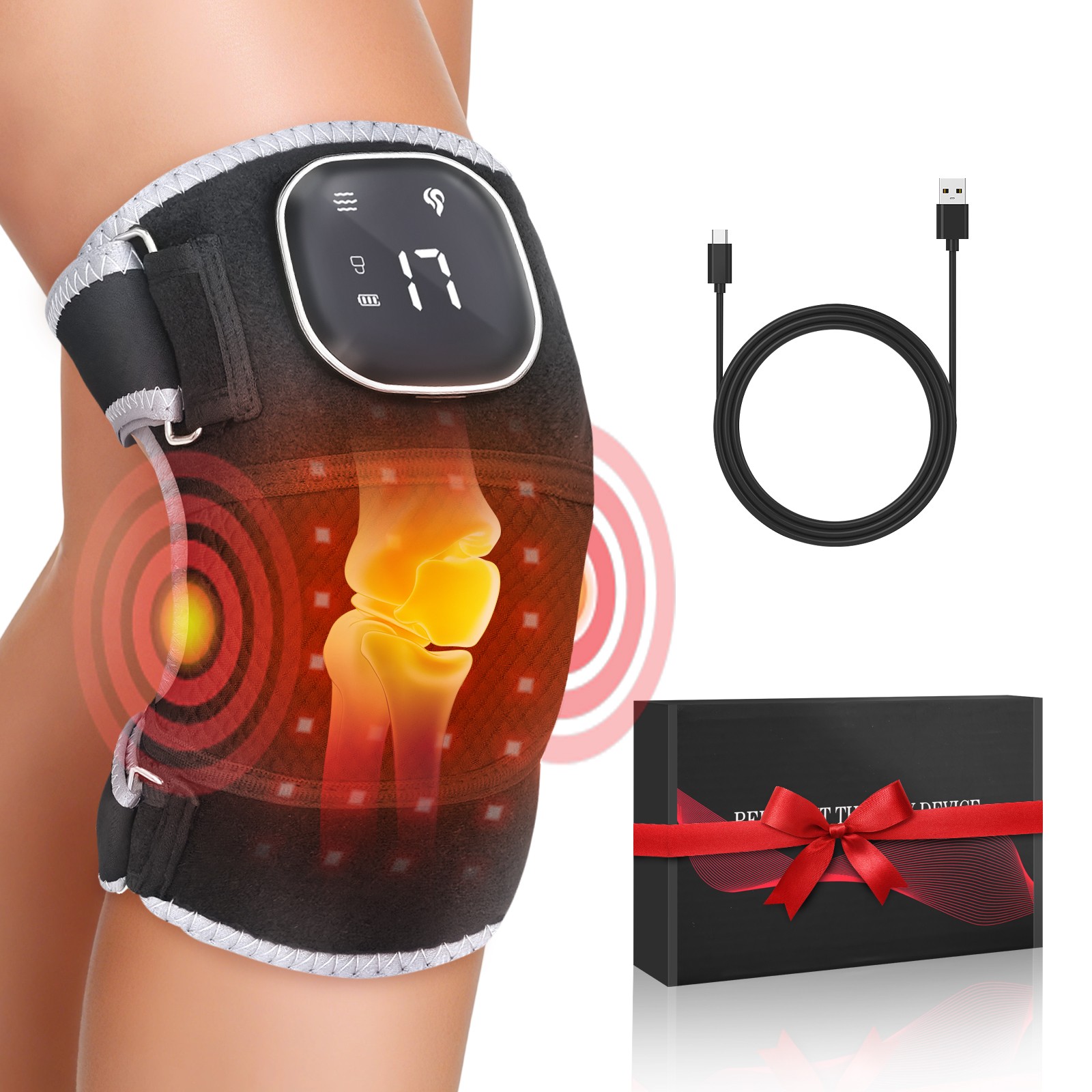 Knee Massager with Heat & Vibration, Heated Knee Brace for Knee Pain corded NEW
