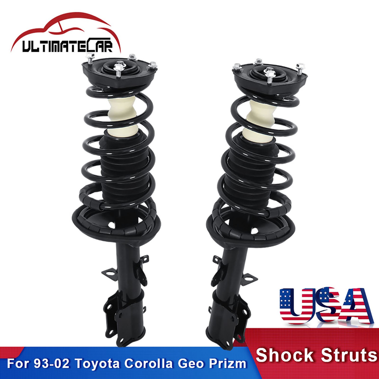 Set 2 Rear Complete Shock Struts w/ Spring For 1993-02 Toyota Corolla Geo Prizm