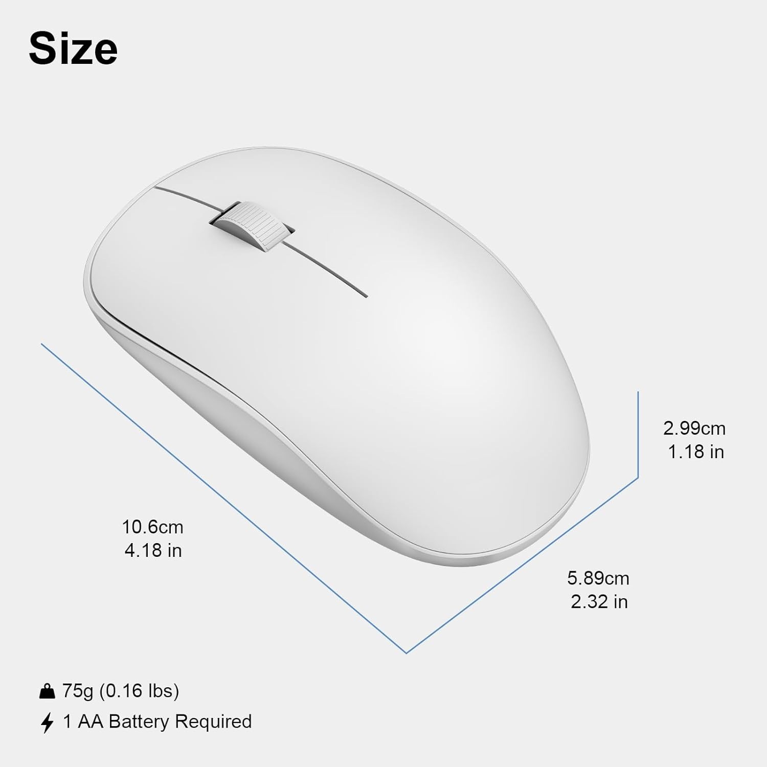 Quiet Optical Wireless Mouse with Long Battery Life - Ideal for Work & Study