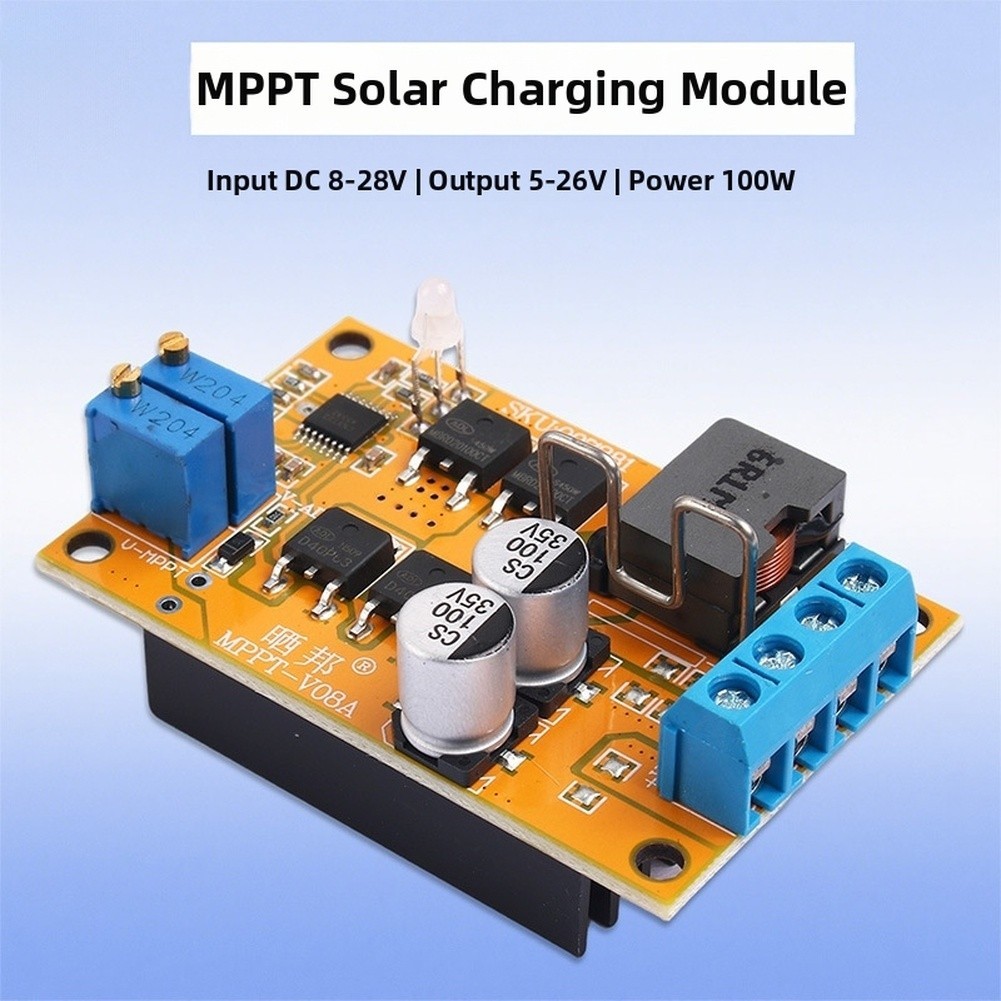 For MPPT 100W 5A Solar Charge Controller with Backflow Prevention 8-28V Range