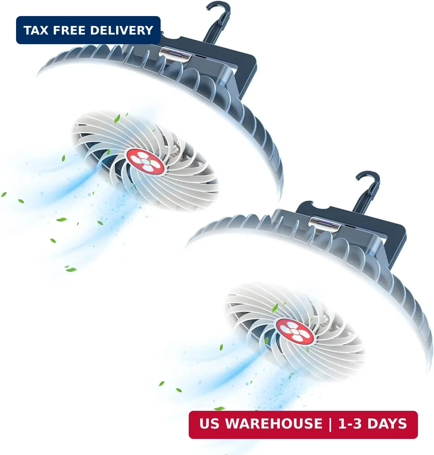 Portable Camping Fan with LED Lantern USB Rechargeable Waterproof Tent Fa