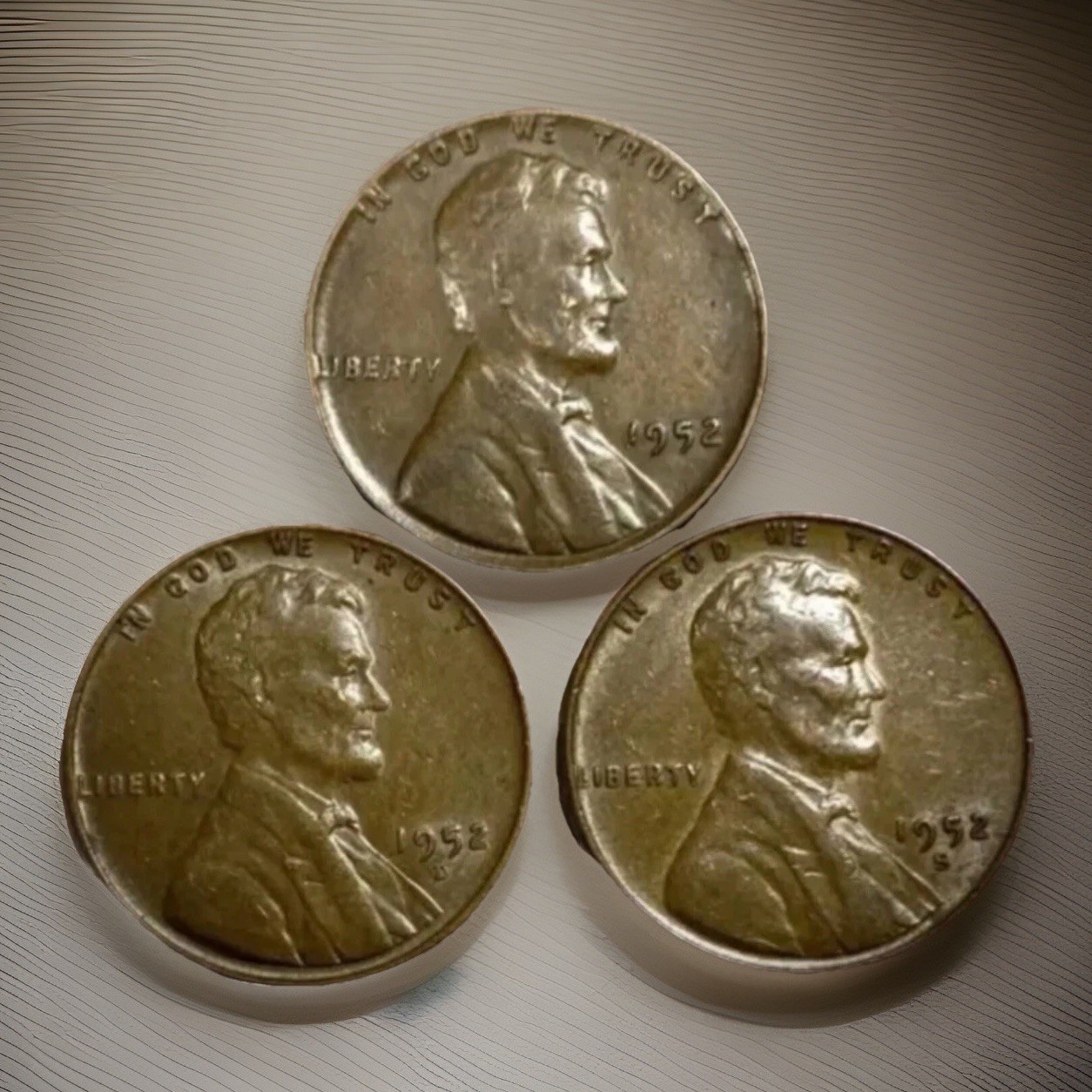1952 P D S Lincoln Wheat Cents (3) Coins Average Circulated/Better FAST SHIPPING