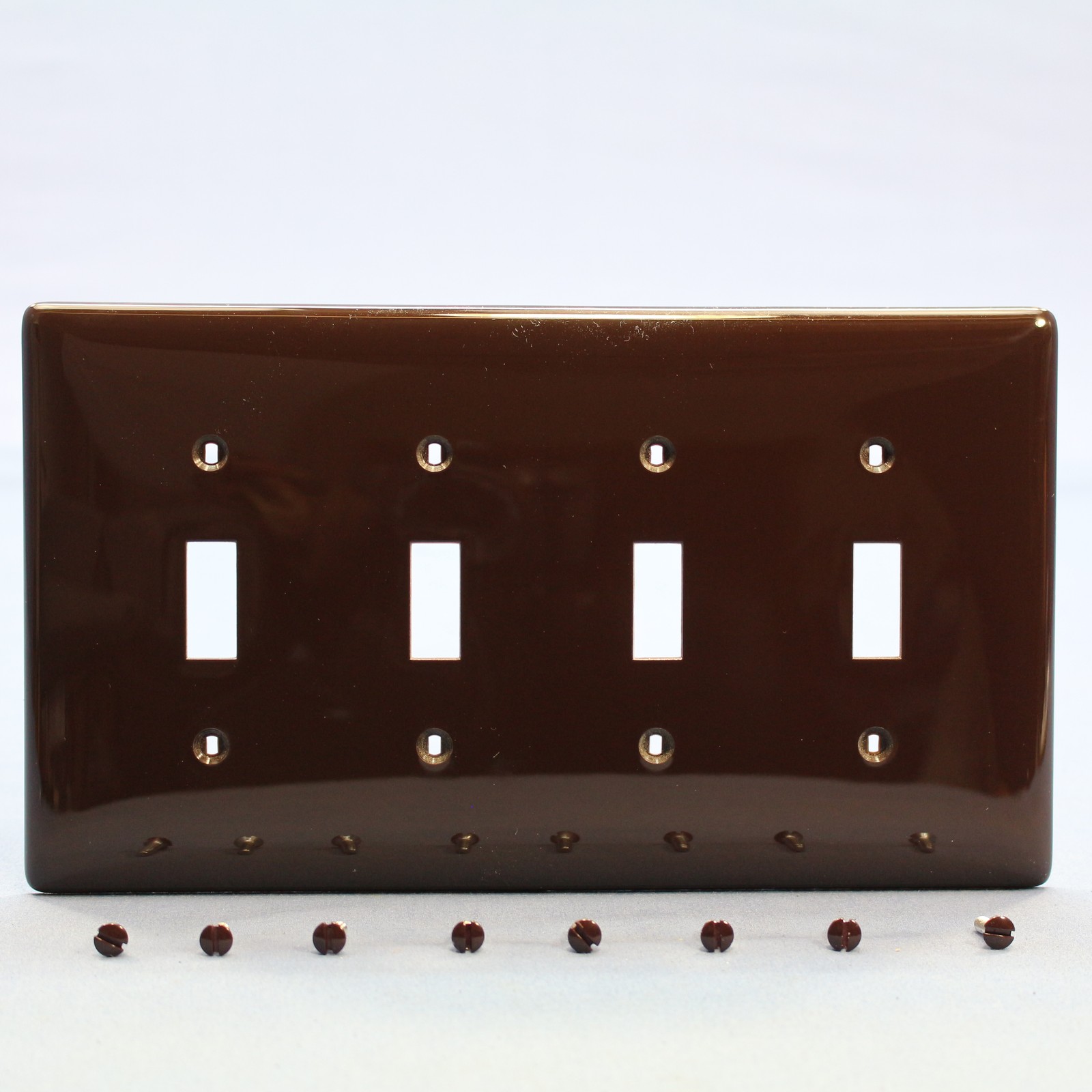 Hubbell NPJ4 Brown 4-Gang Toggle Switch Unbreakable Nylon Mid-Size Wallplate