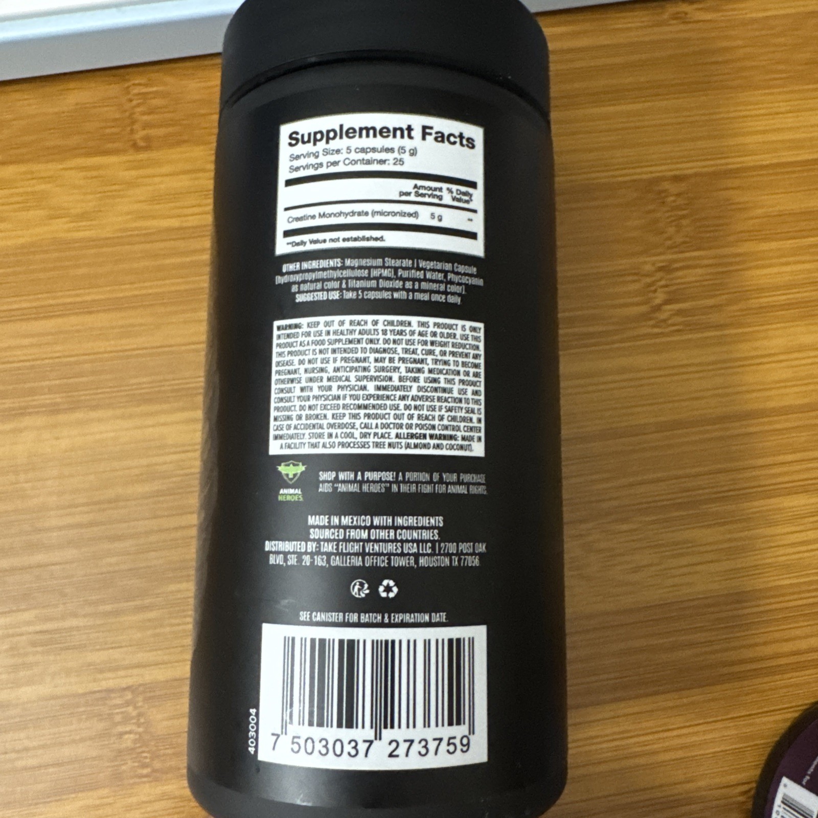 BIRDMAN Micronized Creatine Monohydrate Capsules 125 Count EXP 12/27