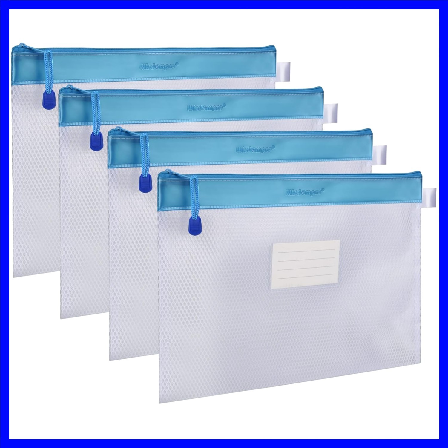 Durable 4 Pack Letter Size Zipper Pouches - Waterproof Mesh File Bags, 13.3x9.8"