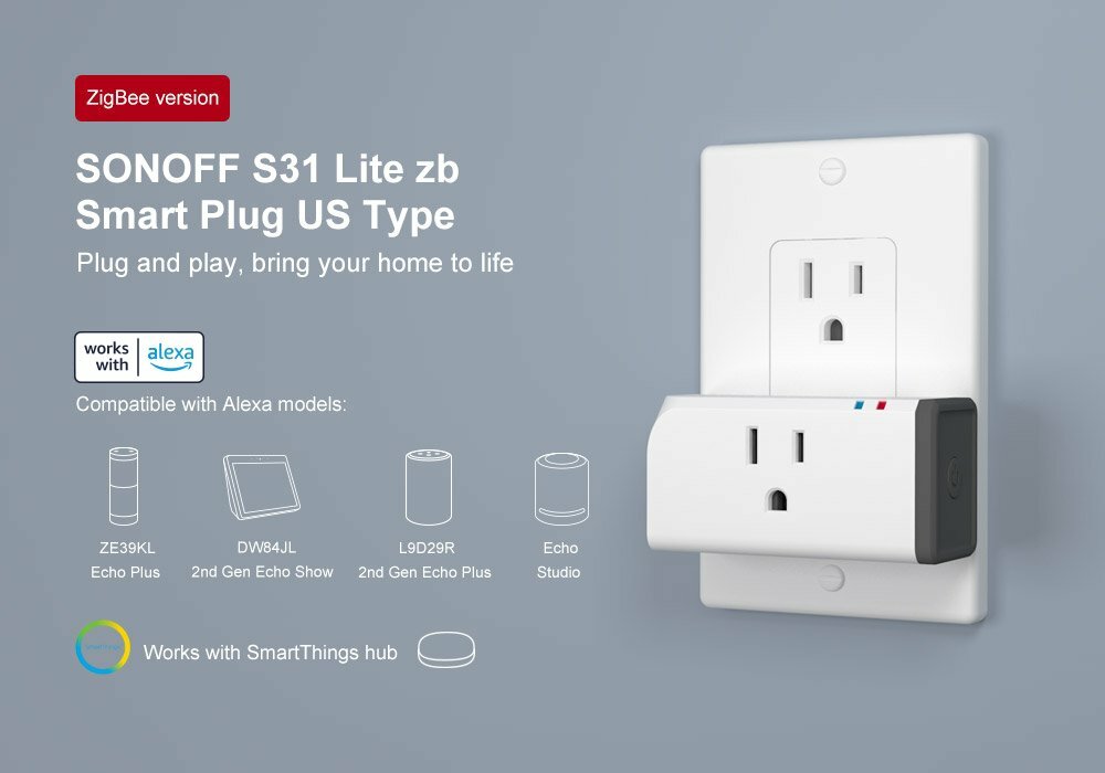 2Pack SONOFF Zigbee Smart Socket Plug APP Voice Remote Control Switches S31 Lite