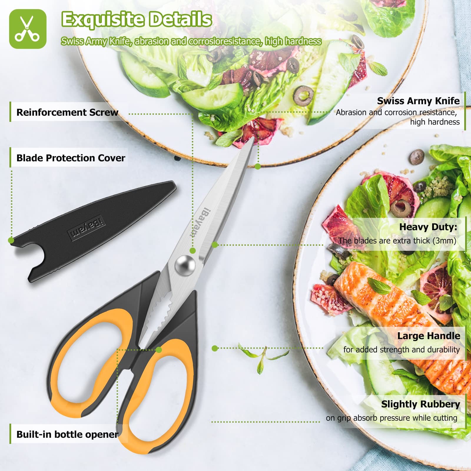 Kitchen Scissors, 2-Pack 8.7" Kitchen Shears Heavy Duty All Purpose