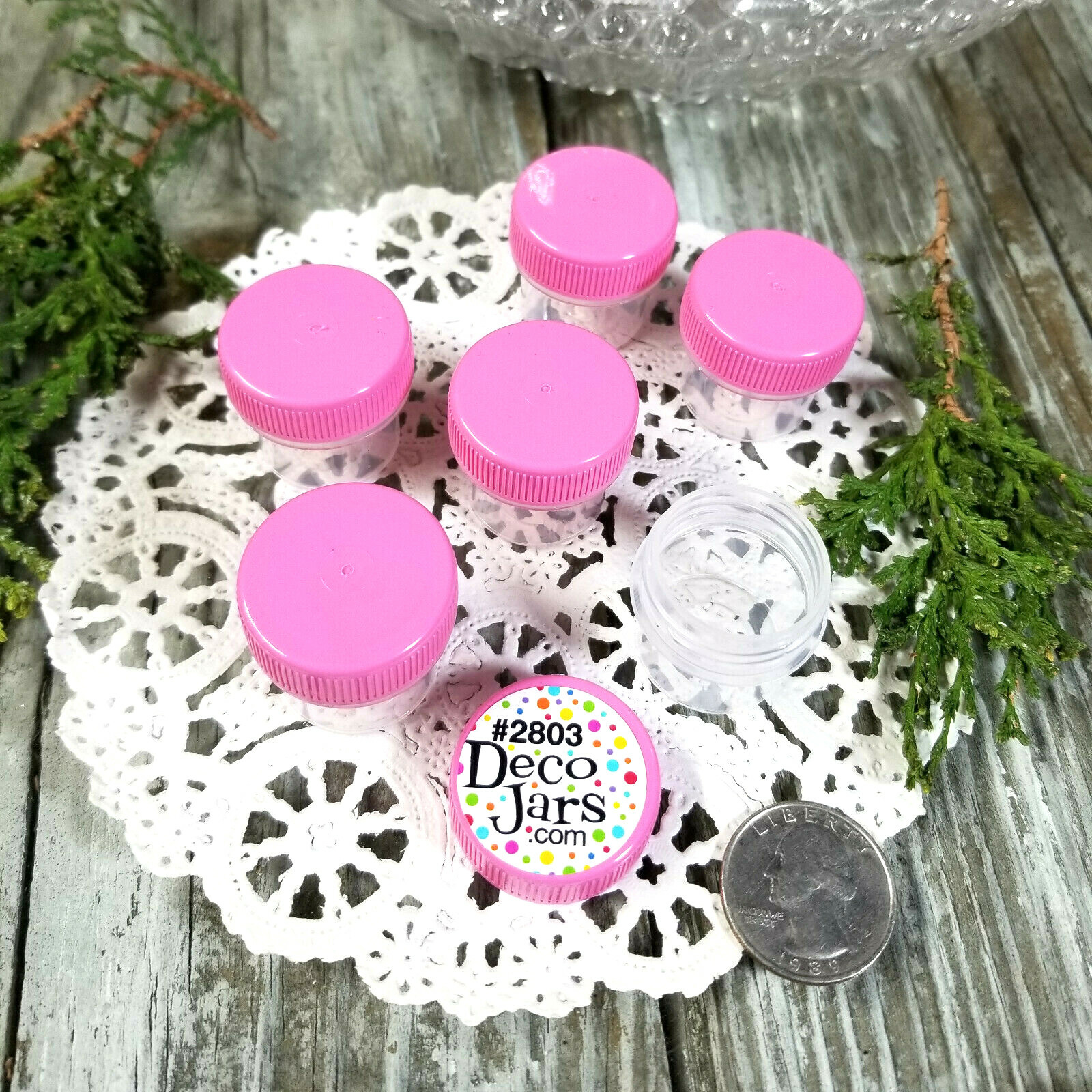 15 Vial Pink Cap Container Pot JAR Bottle 1/4oz Meds makeup  DecoJars #2803 USA