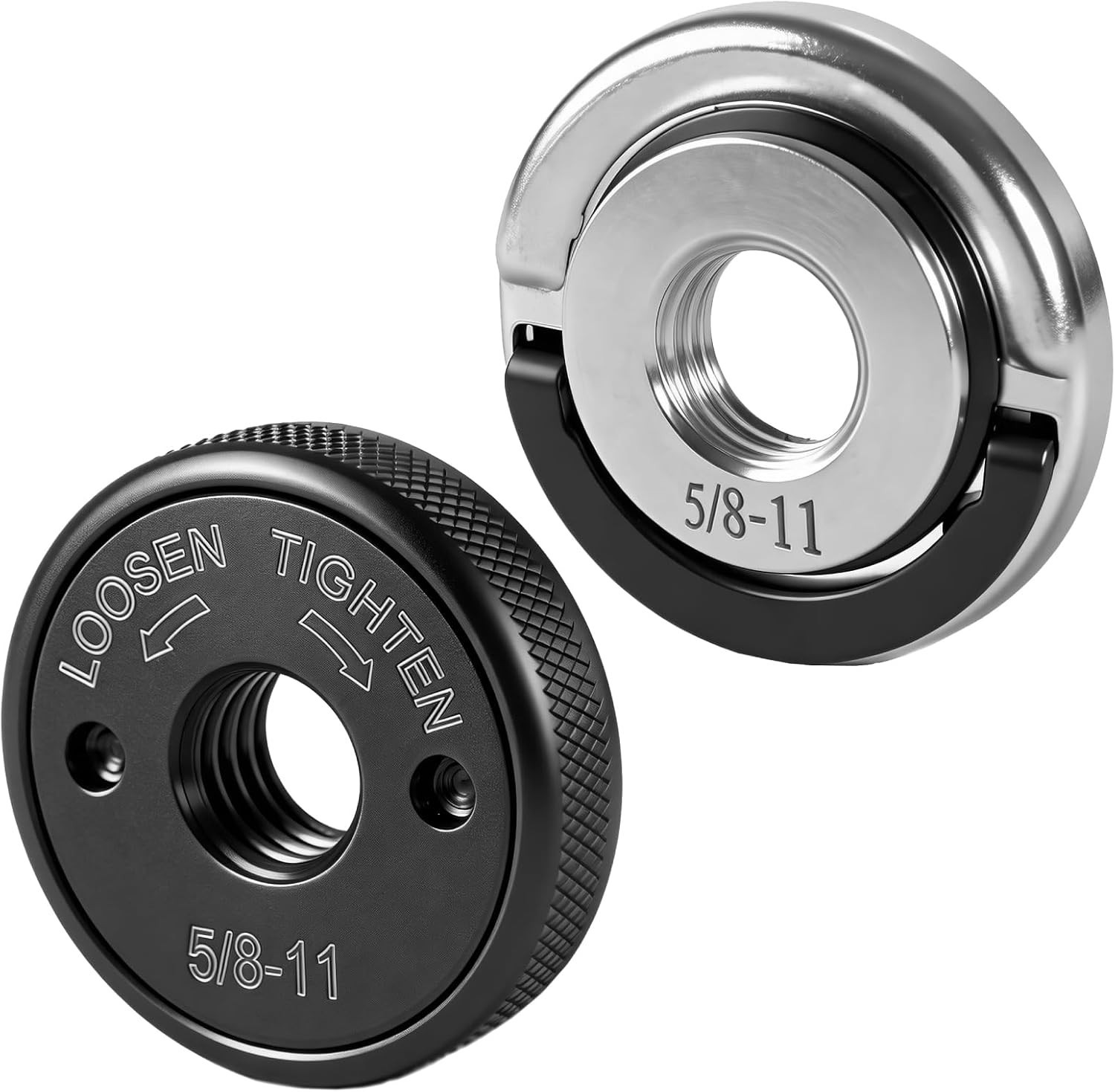2-Pack 5/8"-11 Angle Grinder Flange Nuts, Tool-Free Quick Release Locking Kit, S