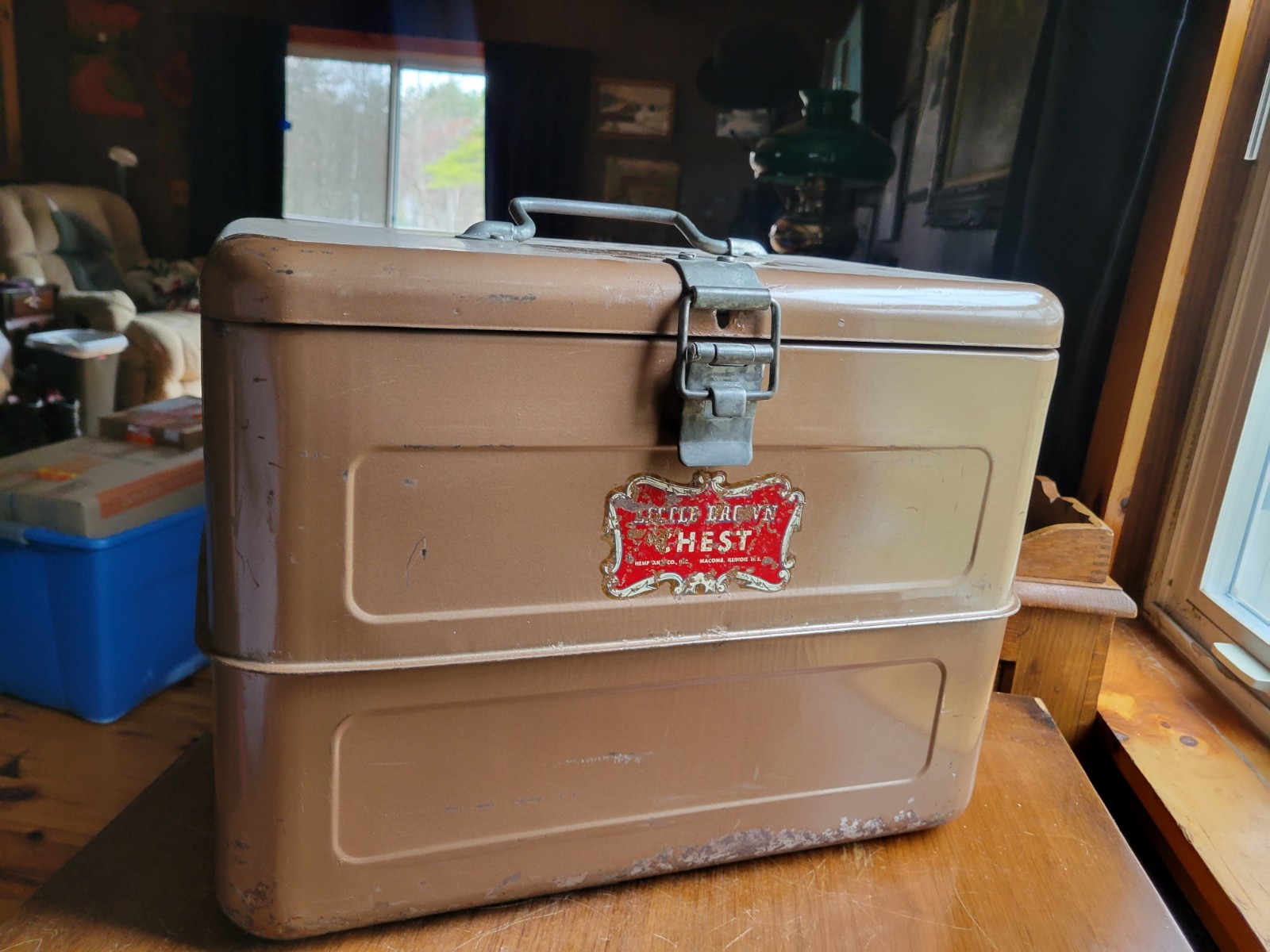 1956 “Little Brown Chest” Metal Cooler – Retro Camping Ice Chest