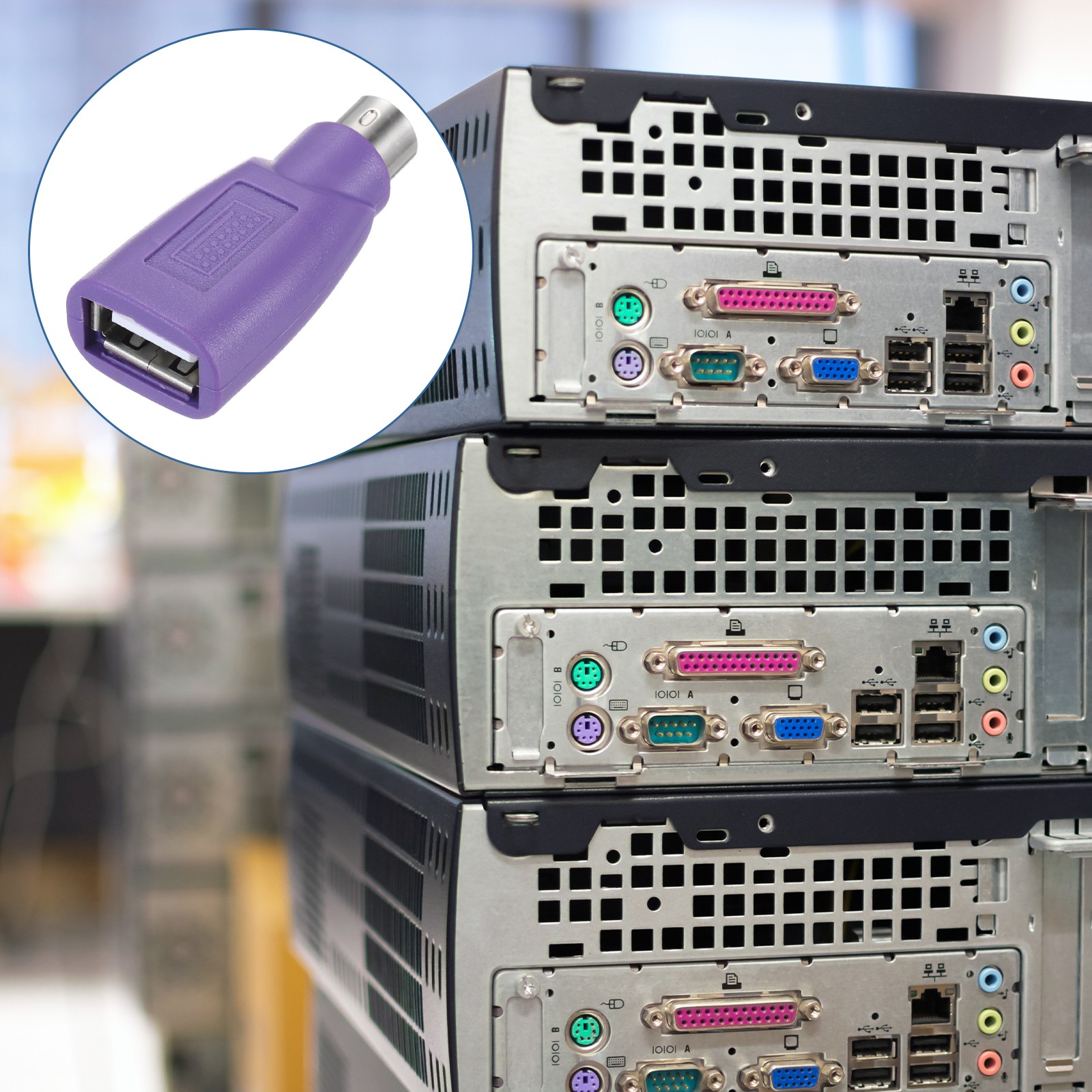 2 Pcs PS/2 to USB Port, PS/2 to USB Adapter PS/2 Female to USB Male Green/Purple
