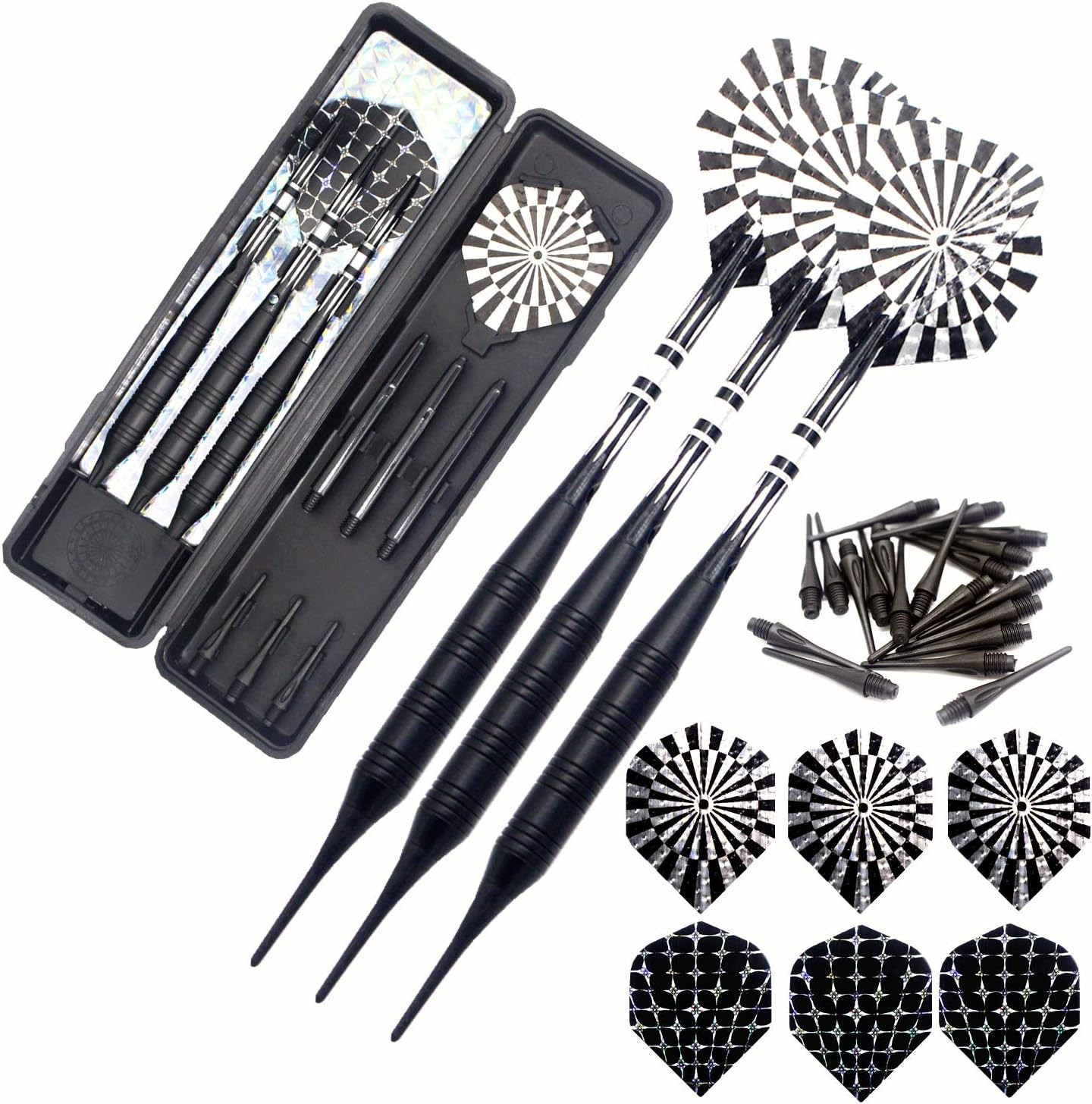Soft Tip Darts Set for Electronic Dart Board 22G Plastic Tip Darts Set with Bras