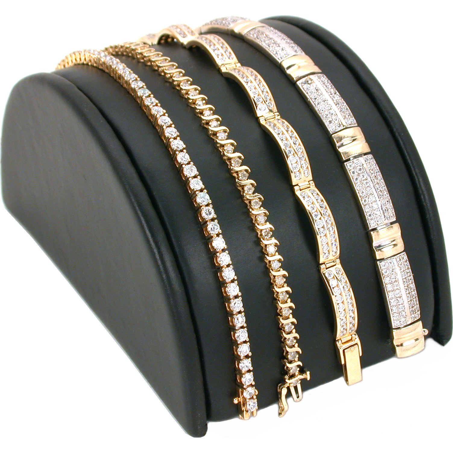 Black Faux Leather Bracelet Half Moon Display Ramp 5"