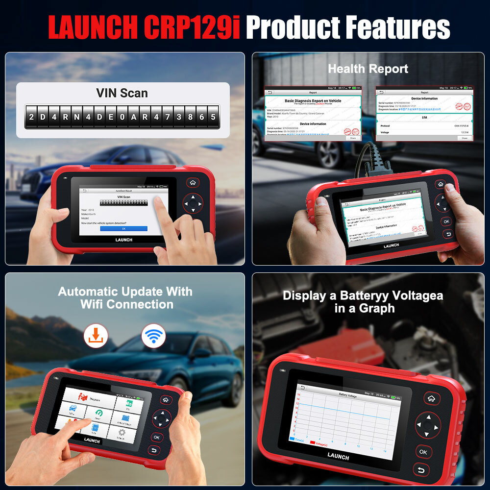 LAUNCH CRP129i Car OBD2 Scanner Diagnostic Tool Code Reader ABS SRS Oil EPB TPMS