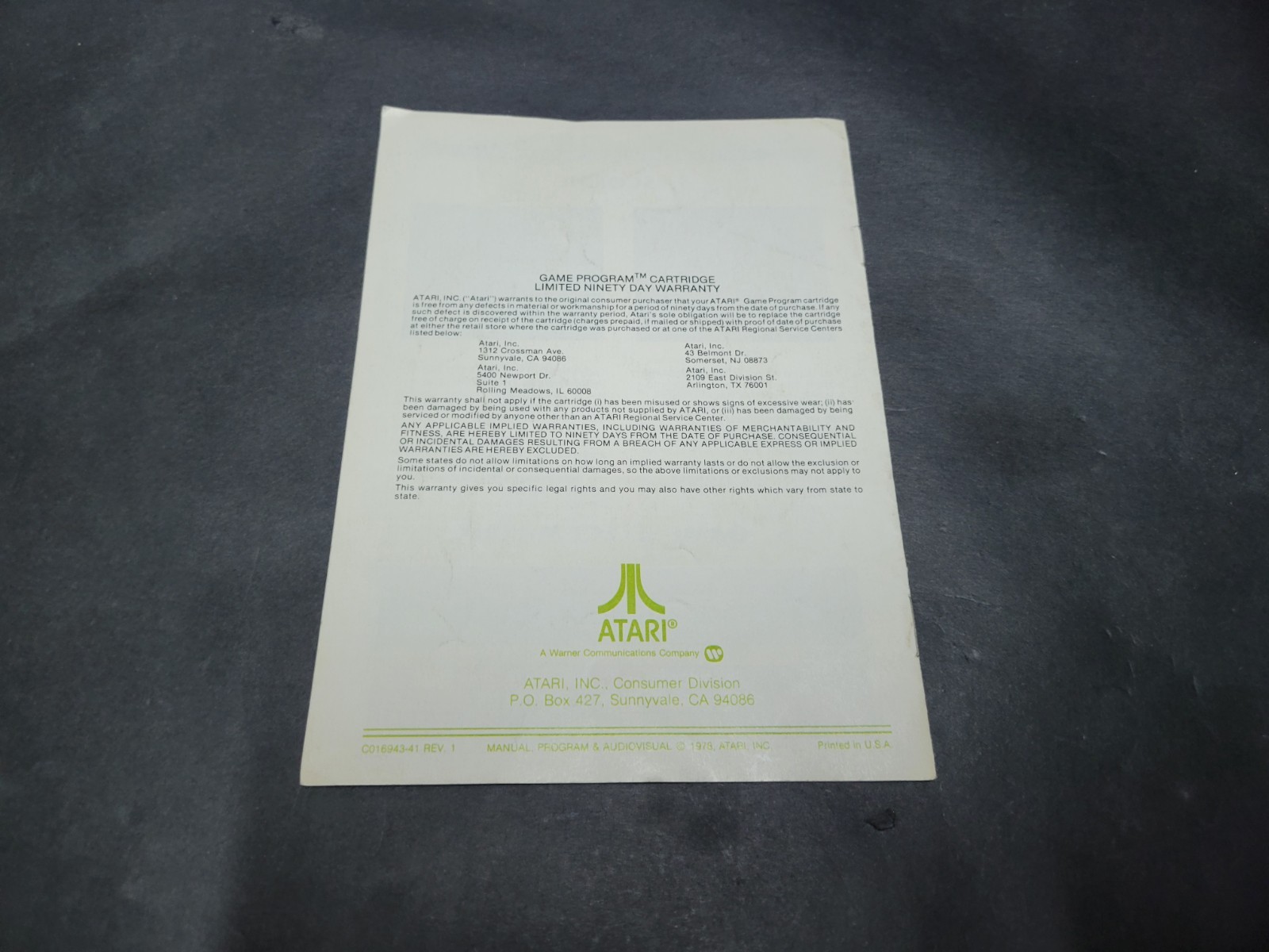 1978 Atari Surround Game Instructions CX2641