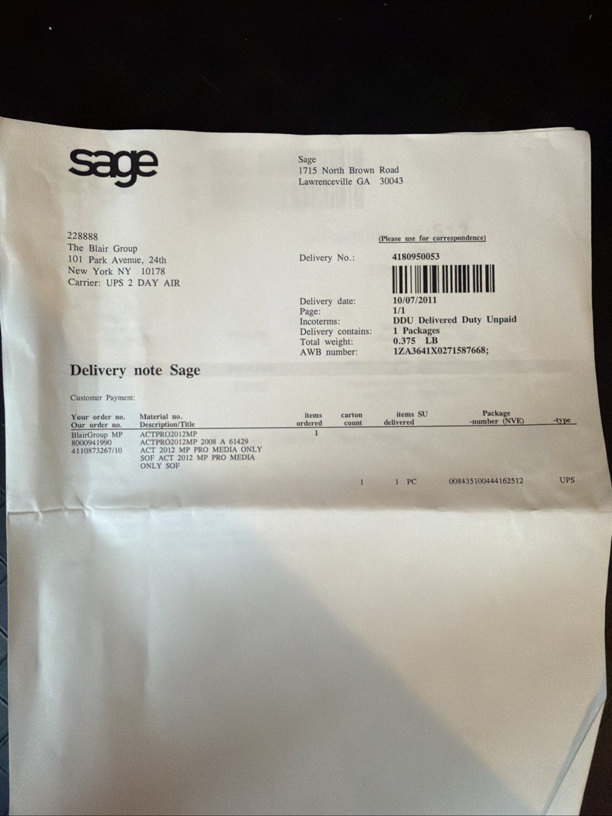 Sage Act! Pro 2012 Nos