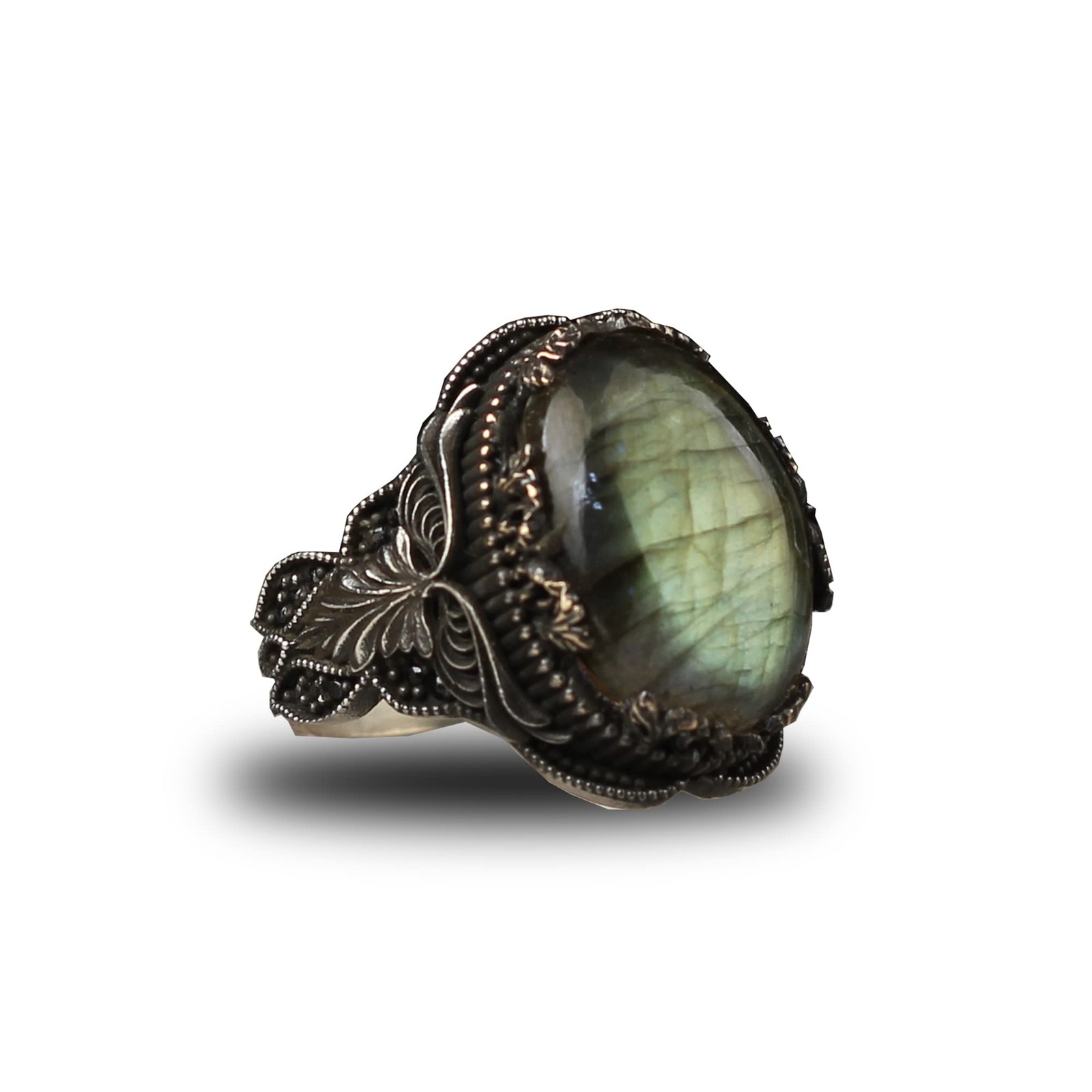 925 Sterling Silver Natural Labradorite Gemstone Handmade Mens Ring, Gift for