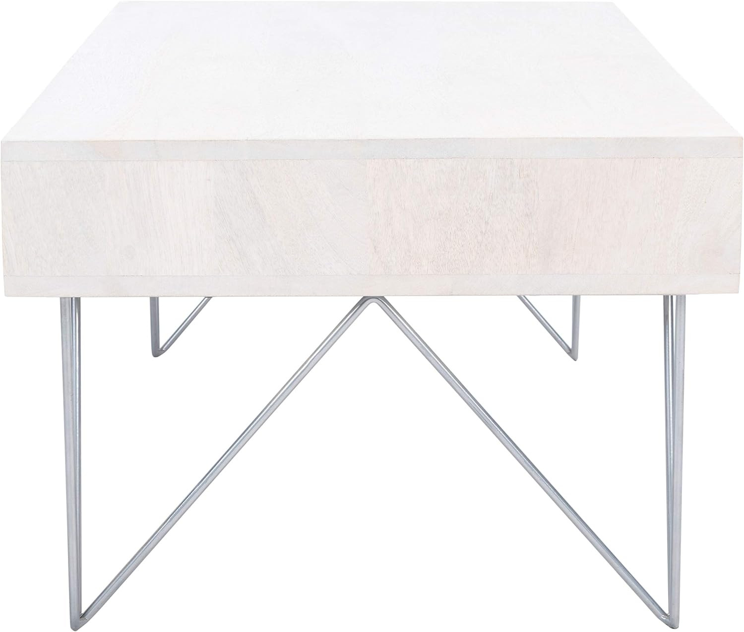 Safavieh Home Collection Marigold Mid-Century White Wash and Silver Hairpin Leg