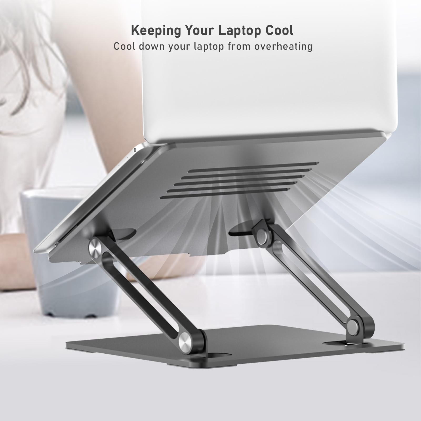 BoYata Laptop Stand, Adjustable Laptop Riser Ergonomic Computer Stand for Des...