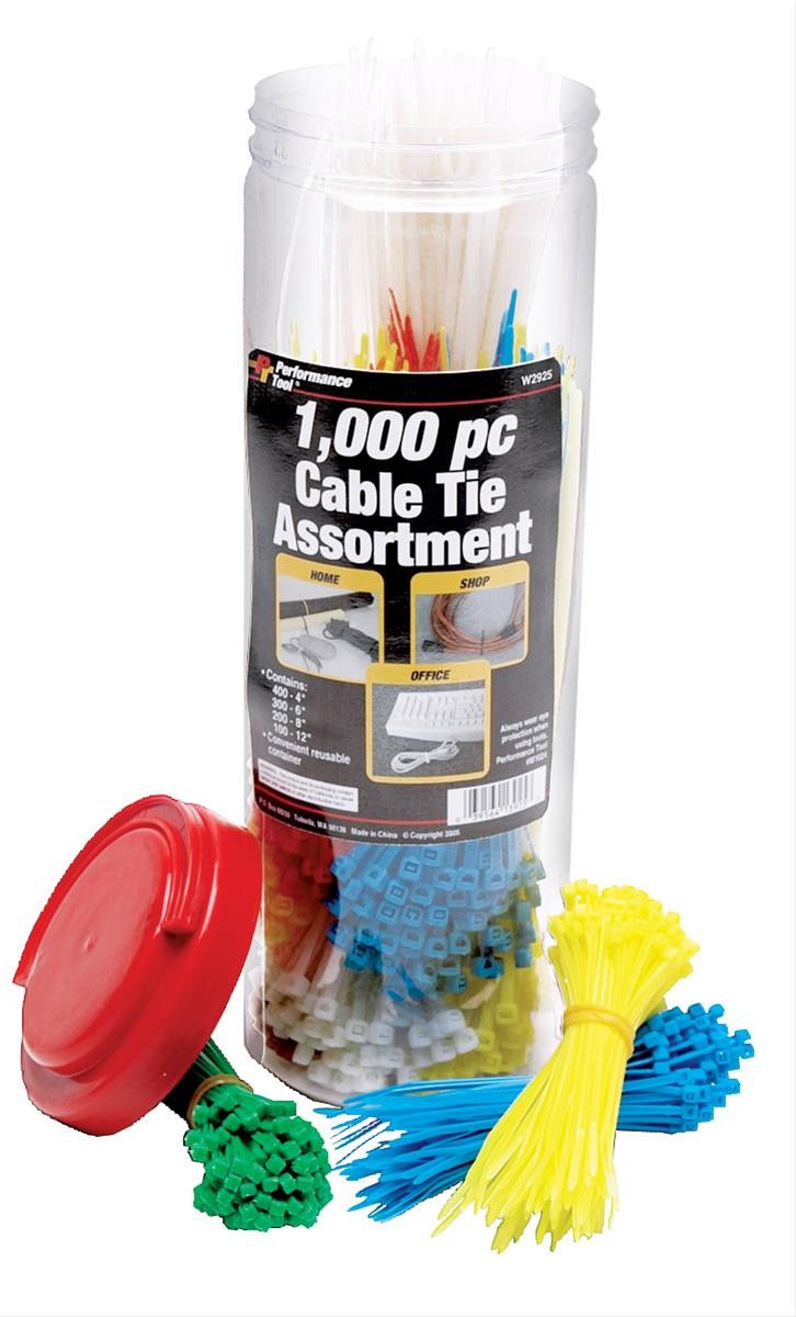 Performance Tool W2925 1000pc Cable Tie Assortment