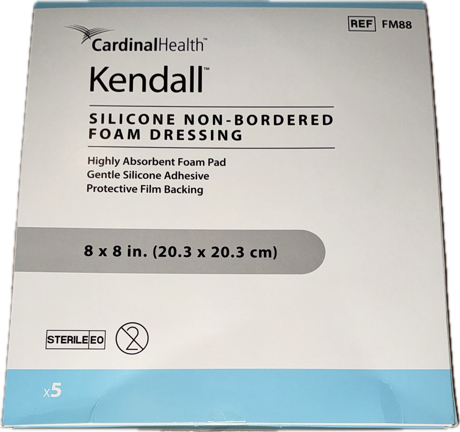 Cardinal Health Kendall Silicone Non- Bordered Foam Dressing 8x8 BoxOf5 bandages