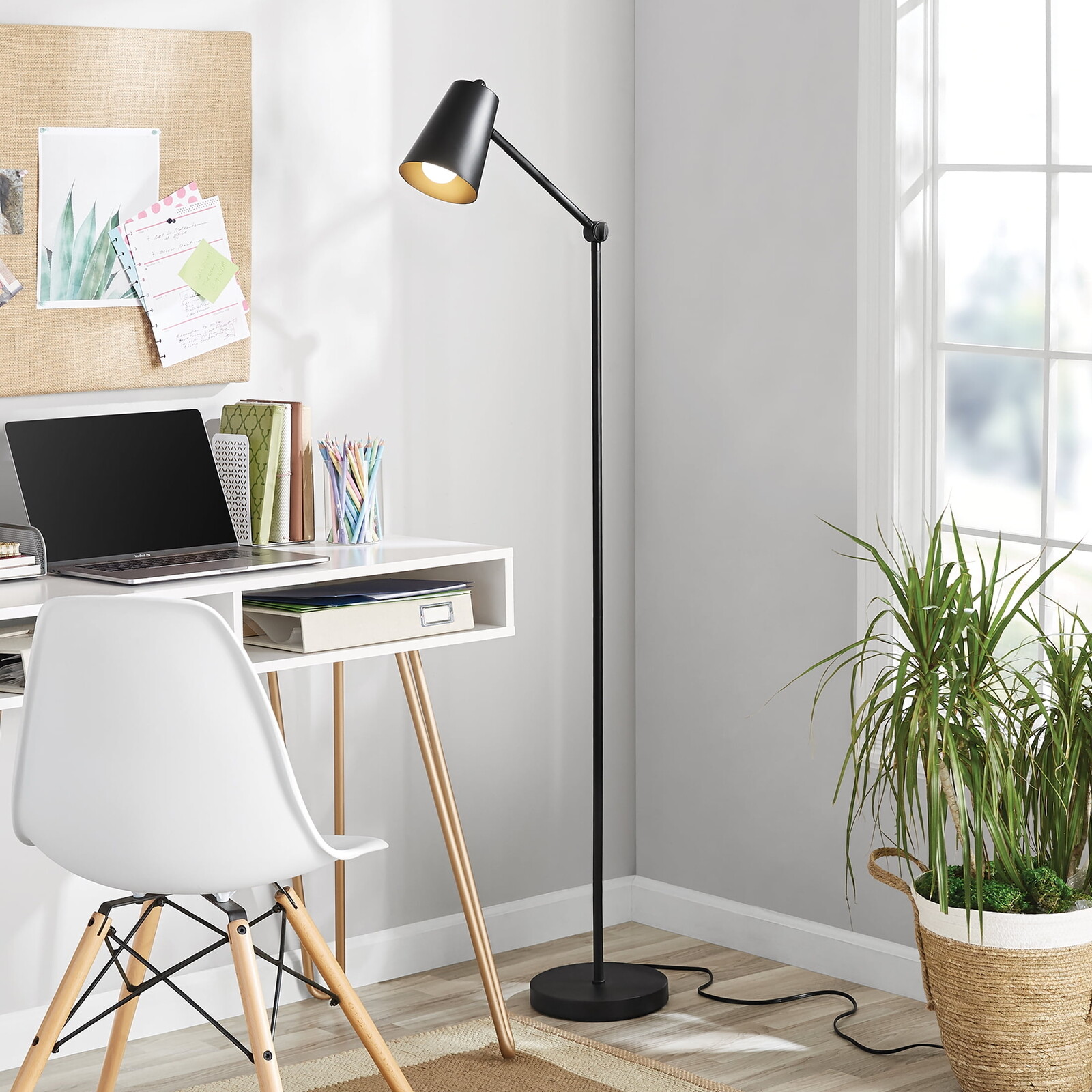 64 Inch Architect Standing Floor Lamp with Adjustable Head Matte Metal Bedroom