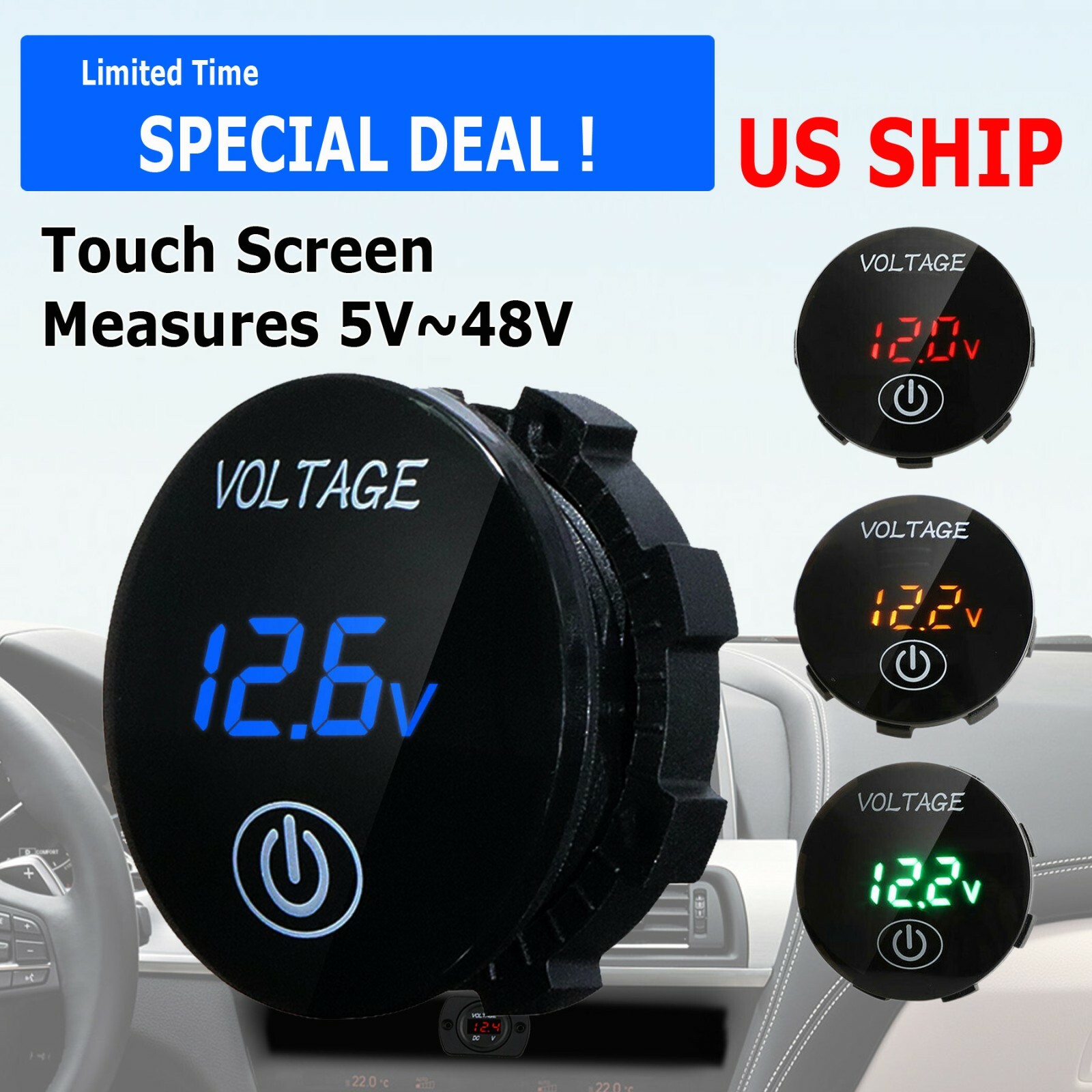 DC 12V-24V LED Panel Digital Voltage Volt Meter Display Voltmeter Motorcycle Car