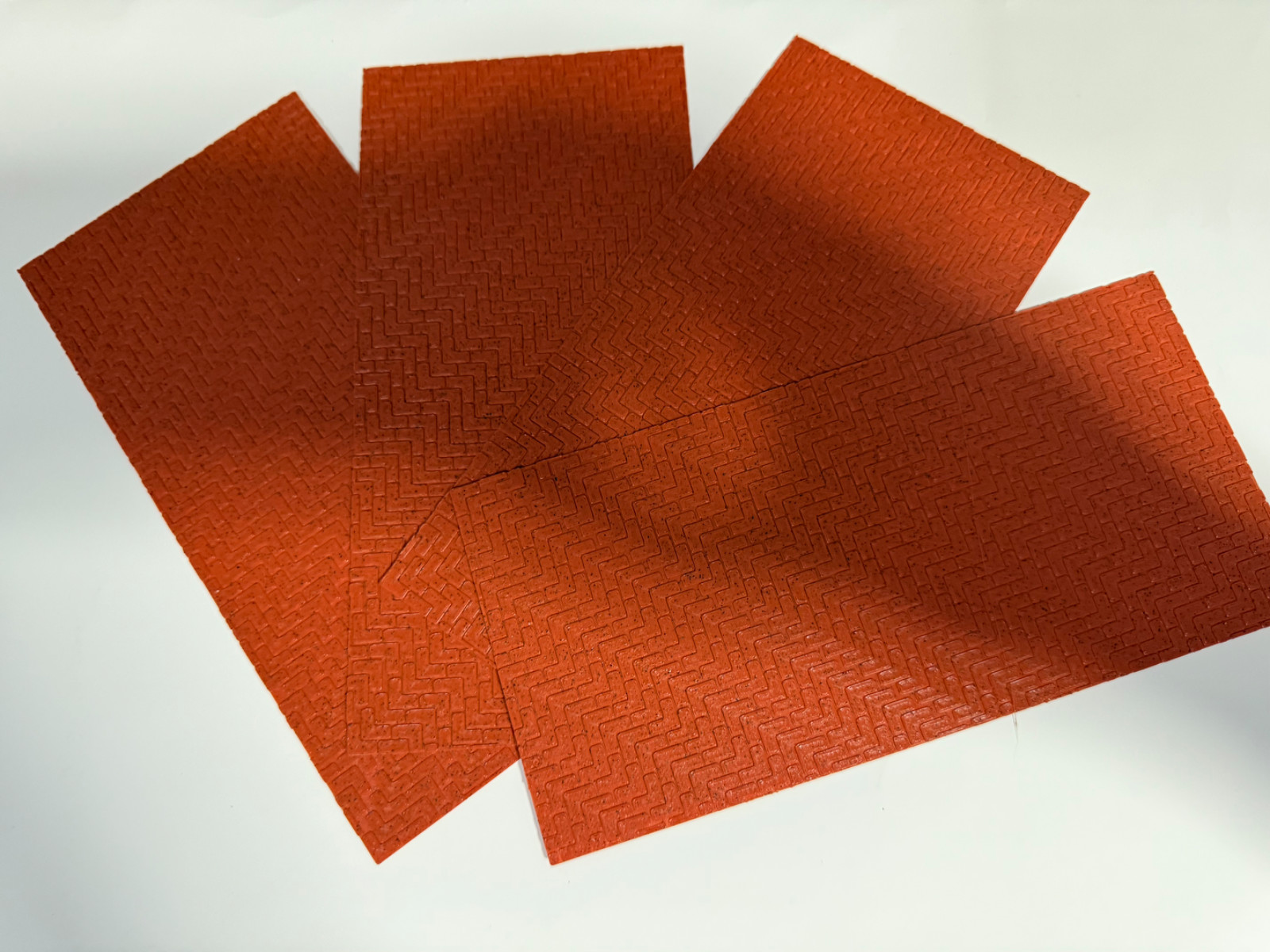 O Scale Red Pavers Bricks Model Train Scenery Sheets - Four Textured Sheets