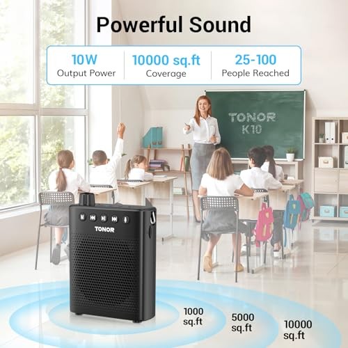 Portable Voice Amplifier for Teachers, Rechargeable Mini Pa System with 100
