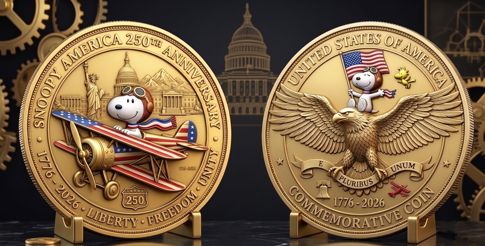 Snoopy Peanuts America 250th Anniversary Commemorative  Coin EZS278