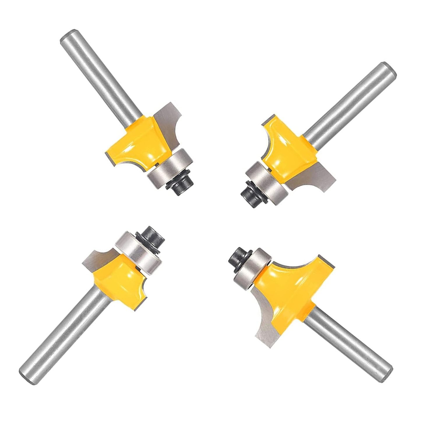 Roundover Router Bit Set 4pcs 1/4" Shank Radius 1/8" 1/4" 3/16" 5/16" - Bea